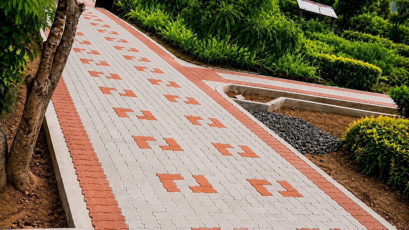 Zig-Zag paver pathway with red border